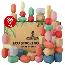 36 Pcs Wooden Stacking Blocks   Montessori Toys for 1 2 3 4 5 6 Year Old T