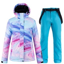 Completo Neve Tuta Sci Donna Giubbotto Set 2 pz Windproof Ski Suit Set CMSW10B P