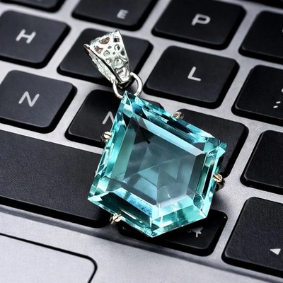 55.00 Ct Fancy Aqua Blue Natural Topaz 925 Solid Silver Pendant Loose Gemstone