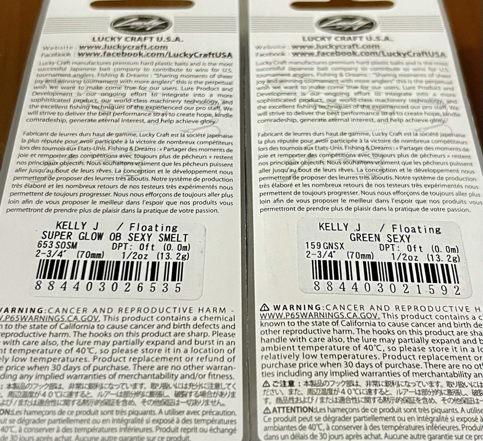 2 Lucky Craft Kelly J Prop Bait Topwater Lures SUPER GLOW OB SX SMELT/GREEB SEXY - Image 5