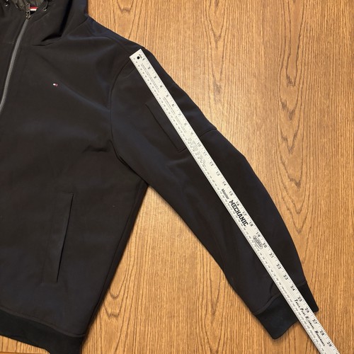 TOMMY HILFIGER Hooded Softshell Jacket XXL Black Water Wind Resistant Quilted - Picture 12 of 15