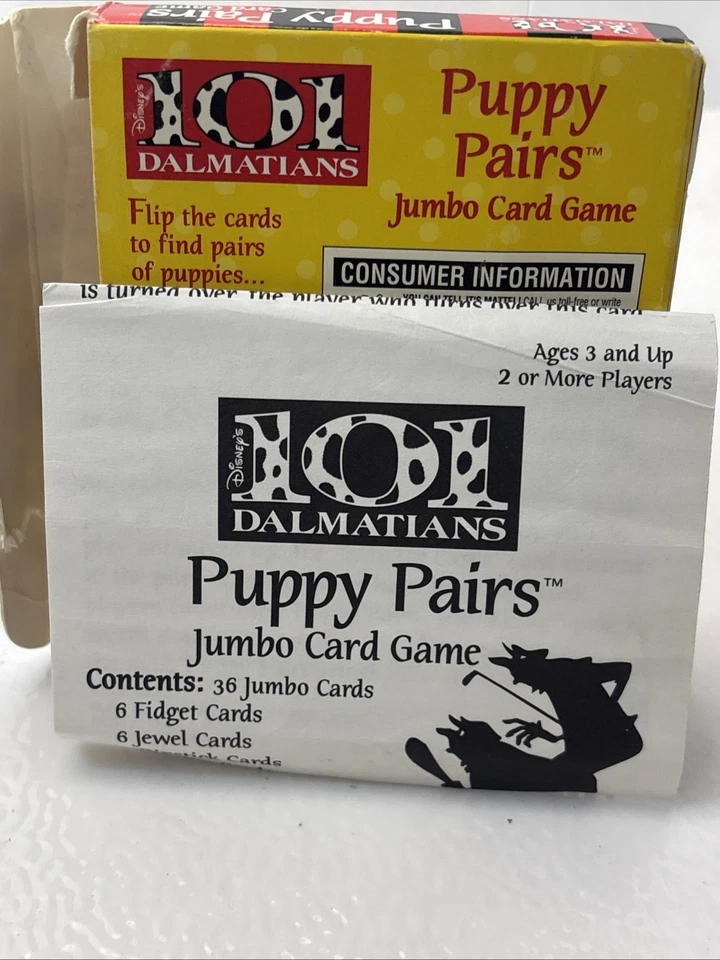 101 DALMATIONS PUPPY PAIRS Jumbo Matching Card Game VTG Disney pre-school 1996 - Image 4 of 4