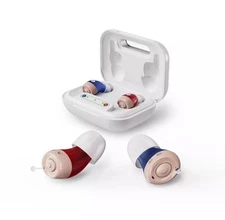 JINGHAO 1 Pair Mini Hearing Aids Rechargabl In Ear Sound Amplifier Enhancer US