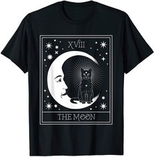 NEW Tarot Card Crescent Moon and Black Cat Cosmic Graphic T-Shirt - MADE IN USA