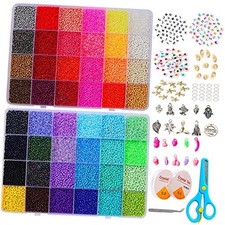 36000 pcs 48 Colors Glass Seed Beads for Bracelet Jewelry Making Kit, 2mm