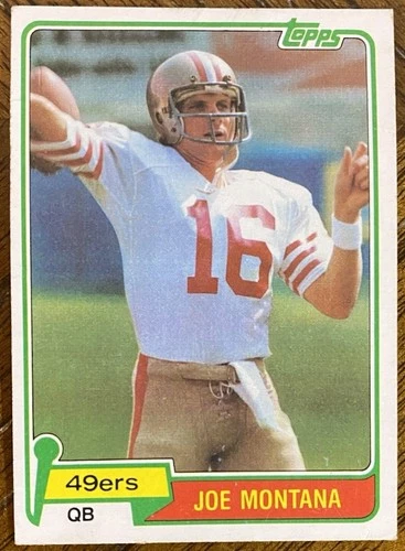 1981 TOPPS JOE MONTANA ROOKIE RC FOOTBALL CARD #216 VG-EX+ CREASING READ 