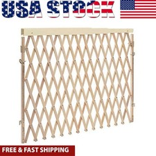 Retractable Fence Baby Pet Infants Toddlers Gate Wood 24-60" Natural Safety Home