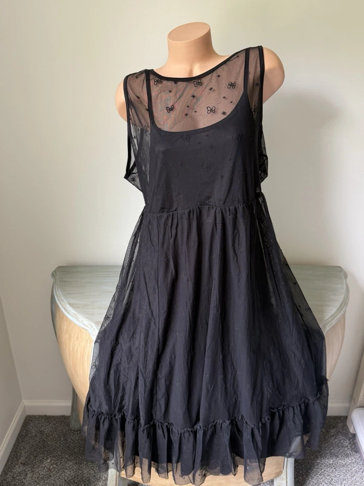 Vestido Disney Torrid Midi Malla Plus Negro Minnie Bows Talla 3 3x Foto 2 de 4