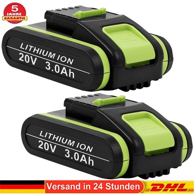 2x 3,0Ah Li-ion Akku Für Original Worx 20V MAX WA3551.1, WA3572, WA3553, WX390