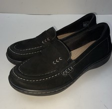 Clarks Collection Suede Slip-On Loafers Cora Ashly Black Womens SZ 6 M NICE