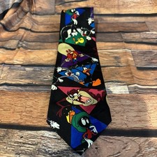 Vintage Looney Tunes Mania Necktie Bugs Bunny Taz Daffy Marvin Warner Bros 90s