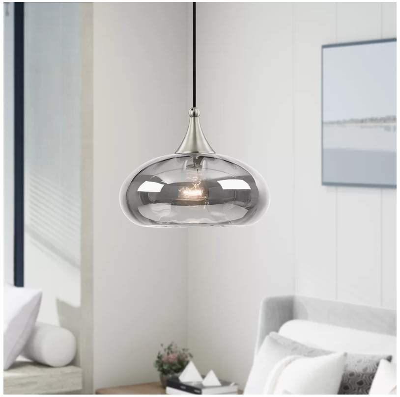 WADE LOGAN Averly Single-Light Brushed Nickel Pendant Ceiling Fixture