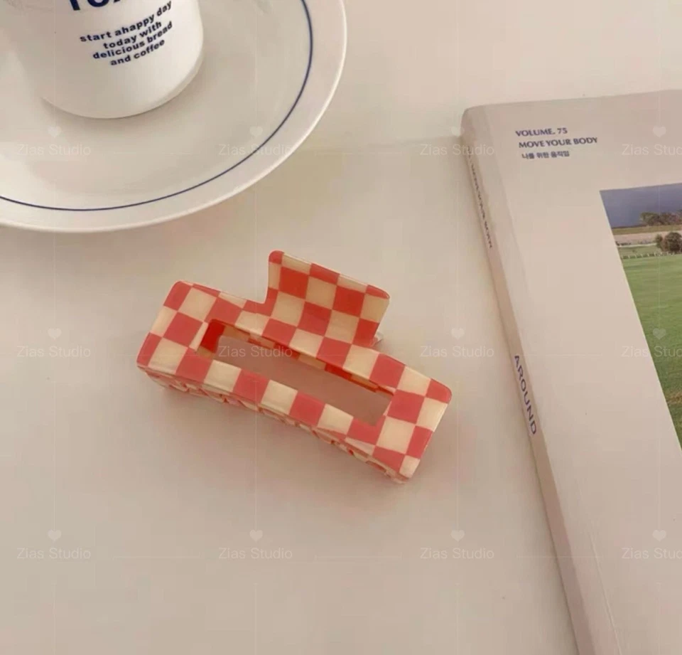 Pinza de garra de pelo a cuadros pinzas de pelo grandes para cabello grueso (¡compra 1 y obtén 1 gratis!) Foto 4 de 4