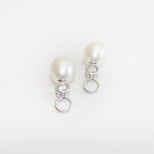 Einhänger Creolen ECHT 925er Silber Süßwasserperle Ohrringe Zirkonias Ohrstecker