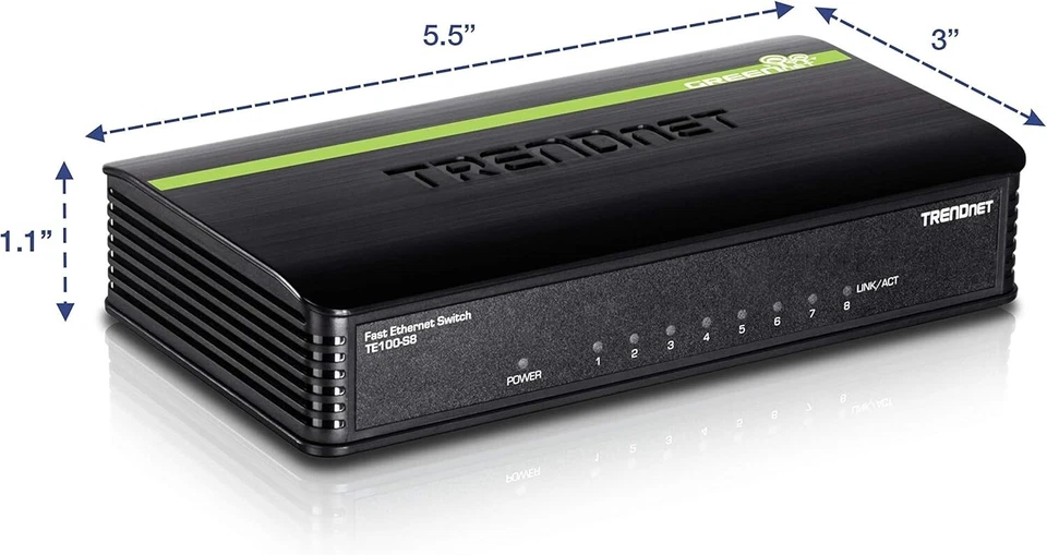 TRENDnet TE100-S8 8-Port 10100Mbps Network Ethernet Desktop Switch - Image 3 of 4