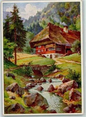 39173243 - signed W. Merker in the Black Forest Postcard Black Forest Painter
