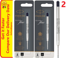 2 x BLACK Parker Ballpoint Pen Refill Medium 1.0 mm Factory Sealed Packs