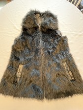 Laura Lane Womens Black Faux Fur Vest Polyester Lining Medium