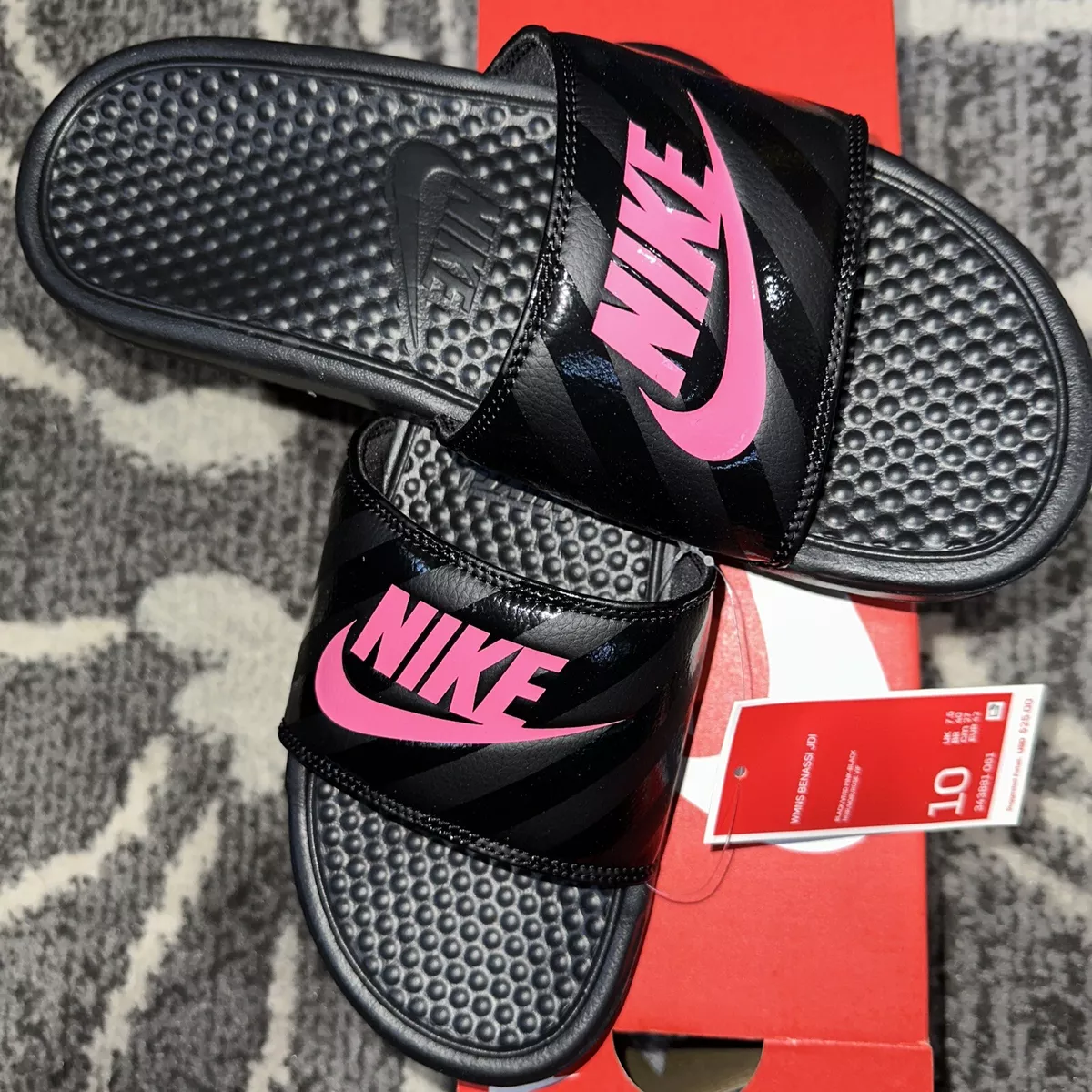 Nike benassi pink slides sale