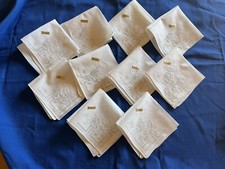 10 Vintage Handkerchiefs Embroidered Linen Hankies Brode Main NOS Wedding Bridal