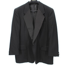 Balmain Black Wool Satin Trim One Button Single Breasted Tuxedo Jacket 48R Coat