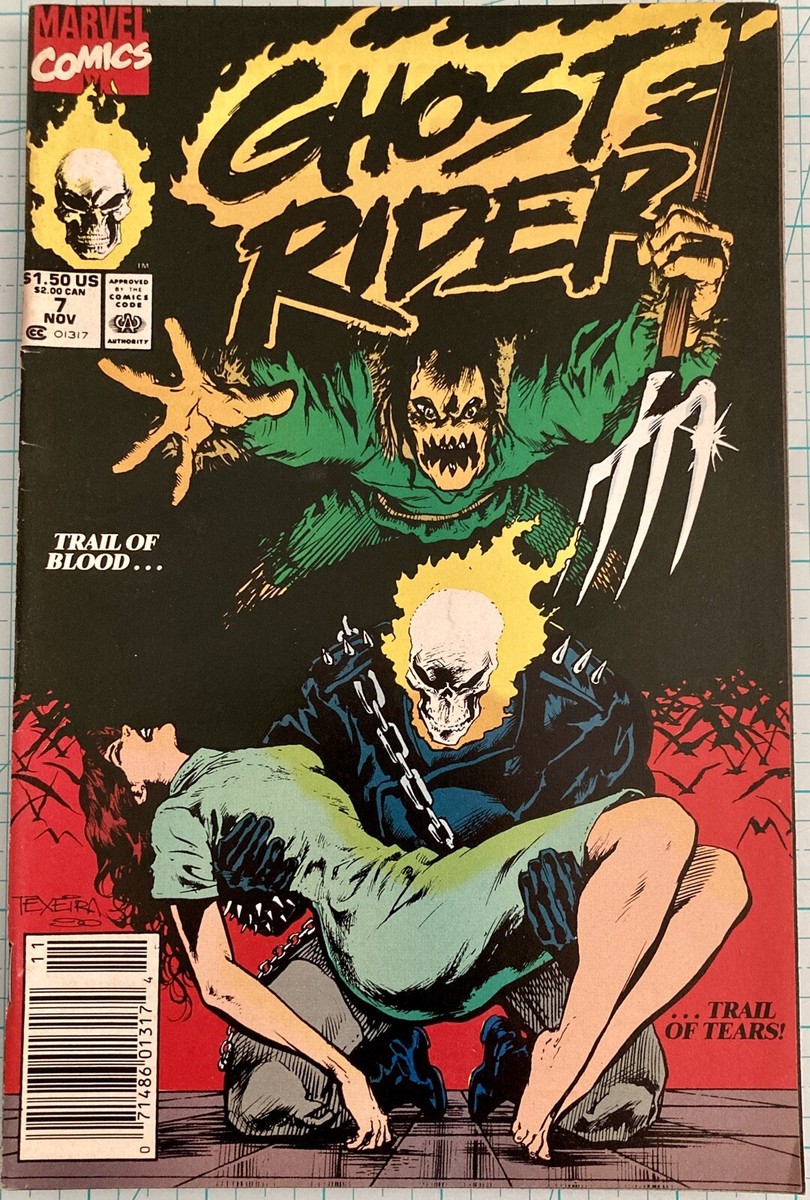 Ghost Rider #7 VF+ Newsstand Mark Texeira Cover Scarecrow 1990
