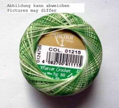 Taschentuchhäkelgarn Spitzengarn Stärke 80 5 g Fb. 1215  grün weiß
