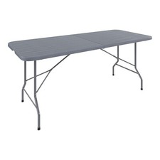 Tavolo tavolino pieghevole dura resina set birreria effetto legno grigio scuro