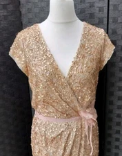 Coast Couture Gold Sequin Wrap Dress Size 12 