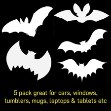 5 Pack Flying Bats 3.5" Vinyl Decal Car Window Tumbler Laptop Tablet Notebook