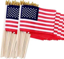 Uelfbaby 200 Pack Small American Flags on Stick Small US Flags/Mini American ...