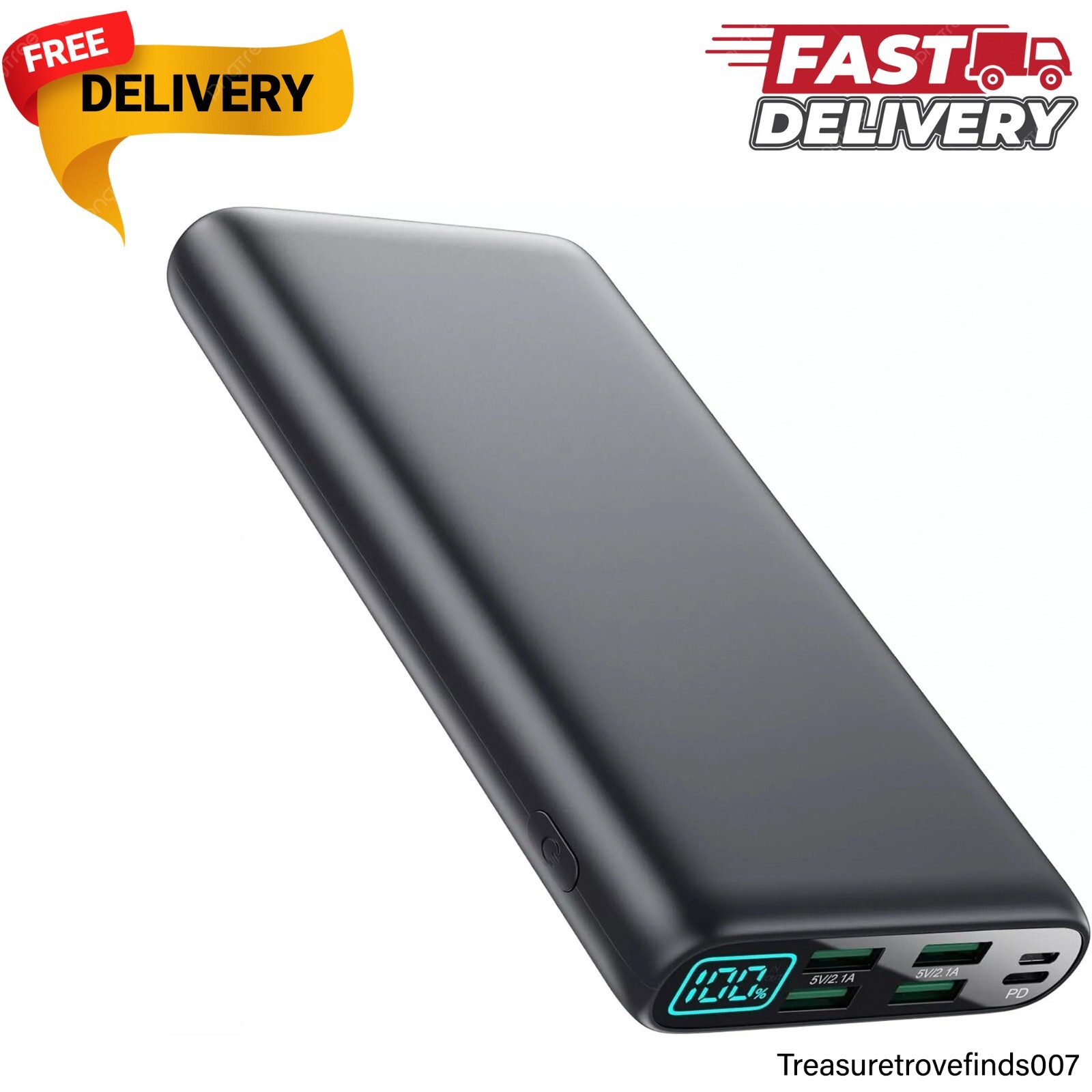 Slim Lightweight 38800mAh Power Bank with 5 USB Ports for iPhone Android Devices-image