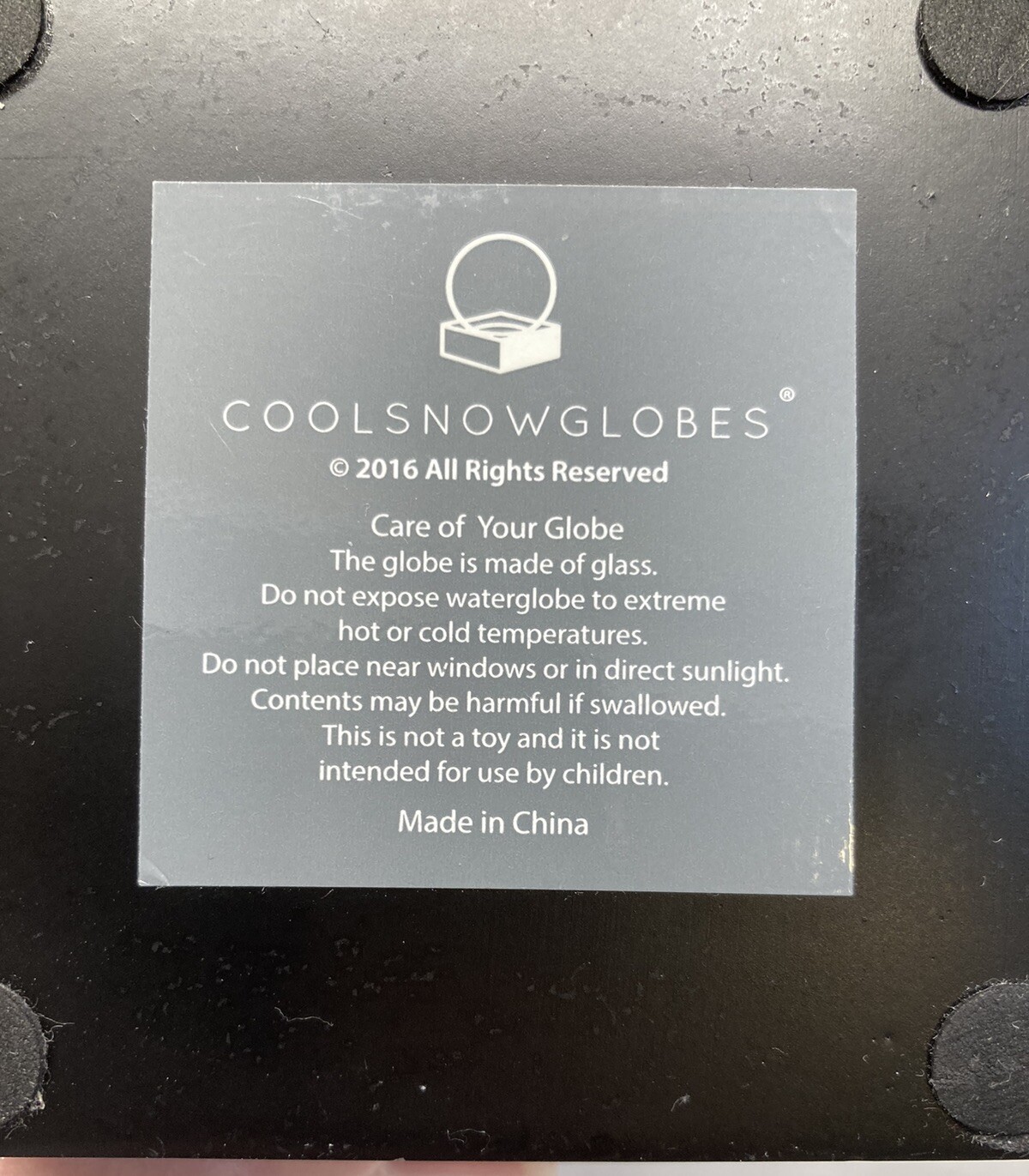 Snow Globe by CoolSnowGlobes “Snowball All Snow” All Year Snowstorm  Black Base