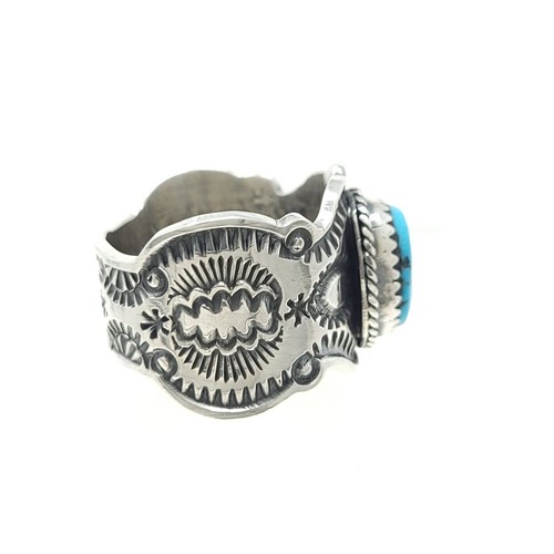 Delayne Reeves Navajo Sterlingsilber Jakobsmuschel Stil Bandring Arizona Türkis - Bild 5 von 7
