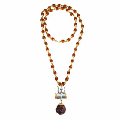 Rudraksha Trishul Locket Necklace by 