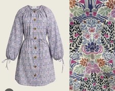 J Crew Liberty Tie Sleeve Button Front Shirt Dress Sz XS Club Nouveau BG129