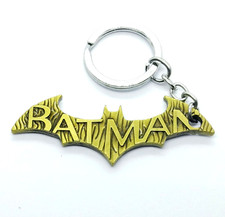 BATMAN KEYCHAIN Gold Thick Bat Logo Lettering Design Key Chain/Keyring