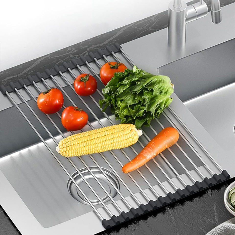 Roll Up Dish Drying Rack Stainless Steel Over The Sink Dish Drying Rack ...