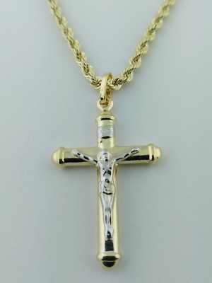 14K Solid Gold Italian Cross pendant 