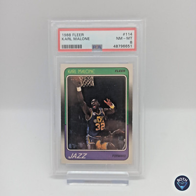 NBA Karl Malone   PSA 8   1988 Fleer Forward Jazz #114   MINT