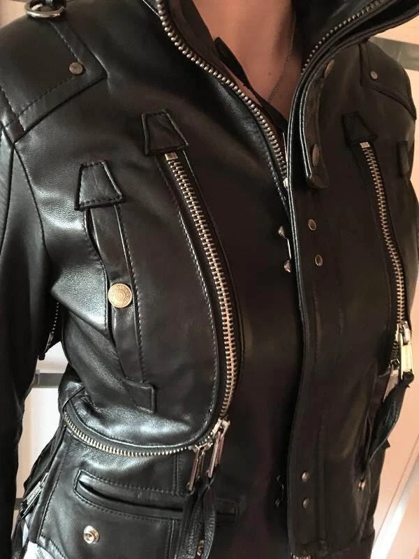 Chaqueta Motociclista De Colección Dsquared 2 DSQ Cuero Estilo Moda Mujer 44 Foto 2 de 4