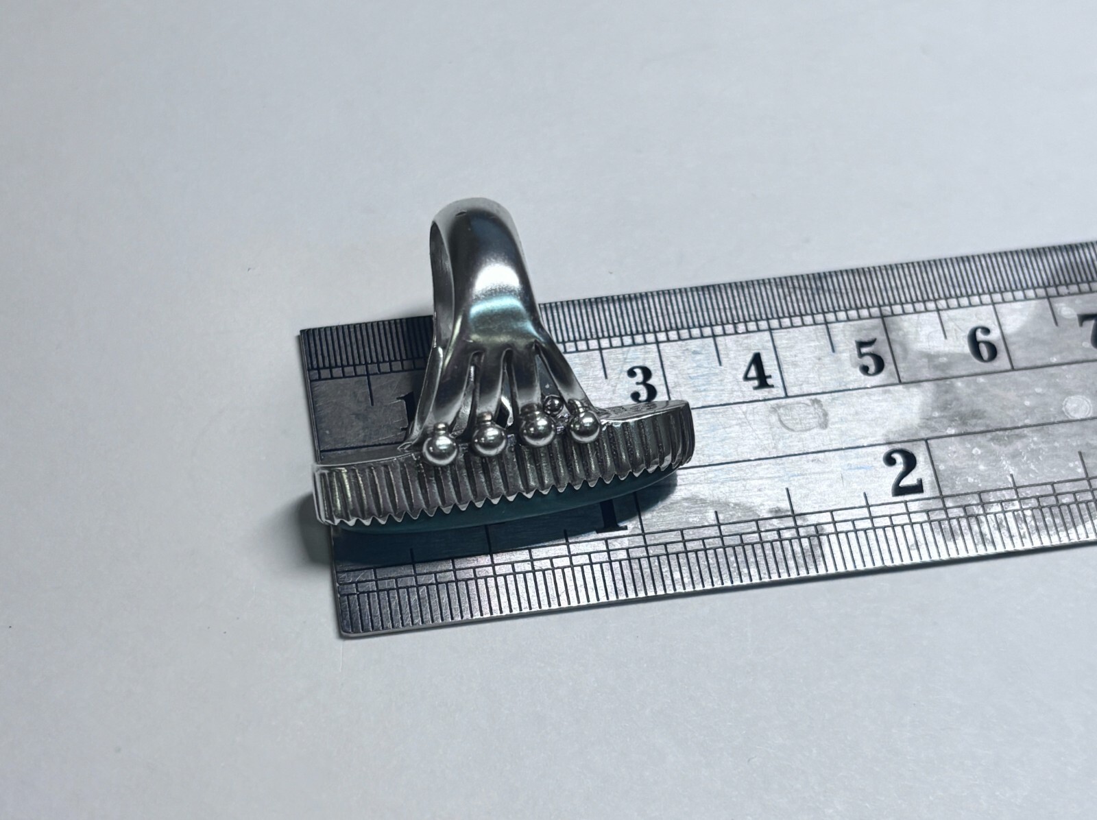 Sterling Silver Malachite Statement Ring 9.7g Sz … - image 5