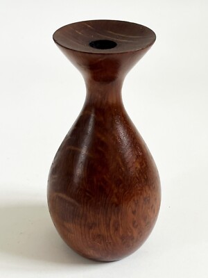 TURNED WOOD ARTISAN MADE TEAK / OAK IKEBANA VASE MID CENTURY MODERN SCANDINAVIAN
