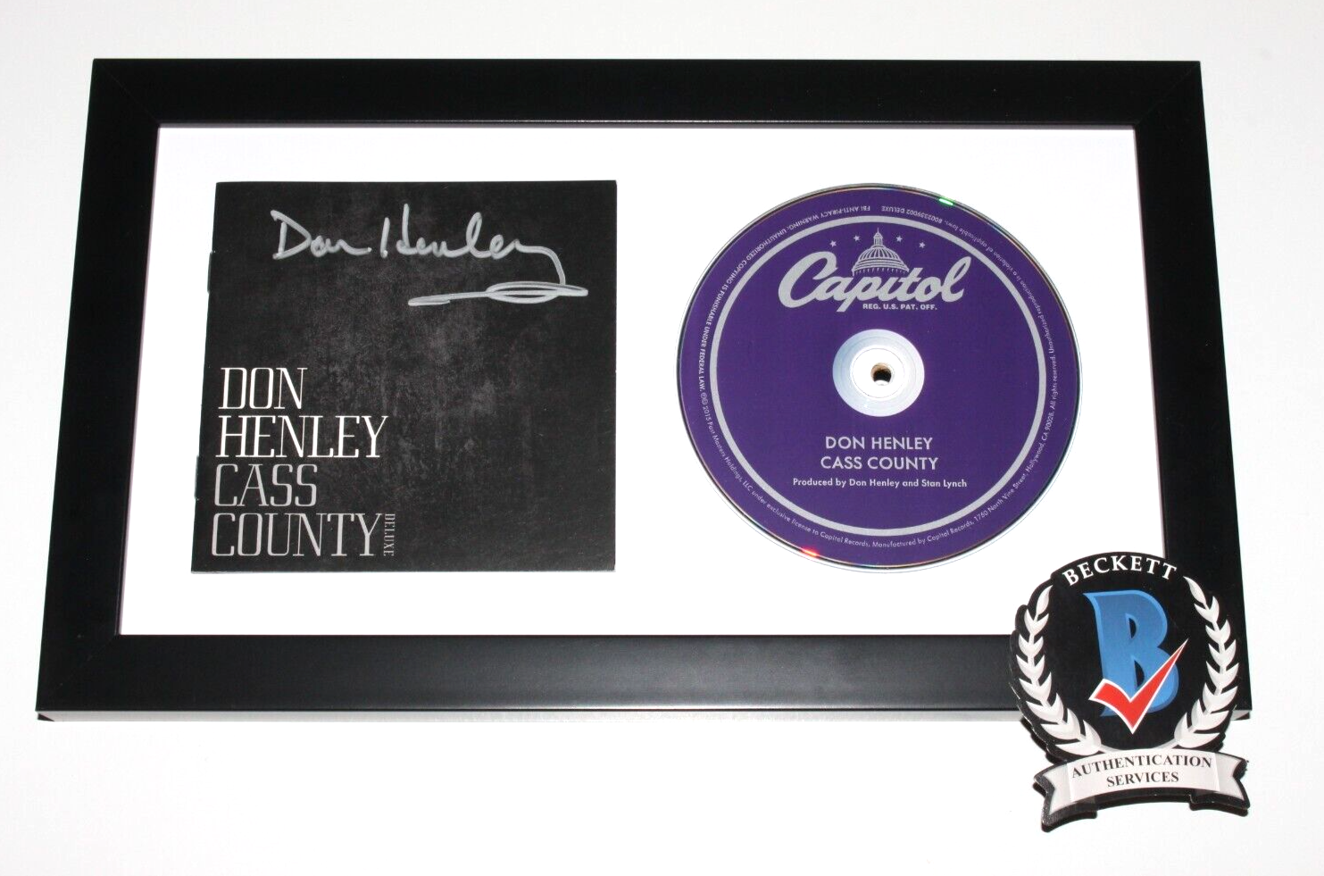 DON HENLEY SIGNED FRAMED CASS COUNTY CD COVER ALBUM BECKETT COA THE EAGLES BAS 