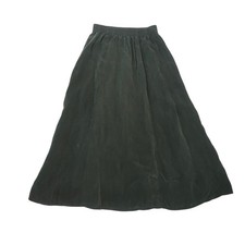 Vintage 90s Dark Green Rayon A-Line Pull-On Midi Skirt 4
