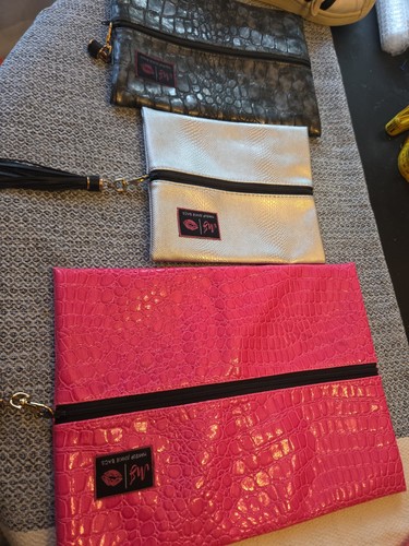 Lot 3 Used Makeup Junkie Bags Pink Black And Silver Bags