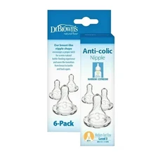 Dr Brown's Anti Colic Baby Bottle Nipple 6 Pack Narrow Level 3 Nipples New
