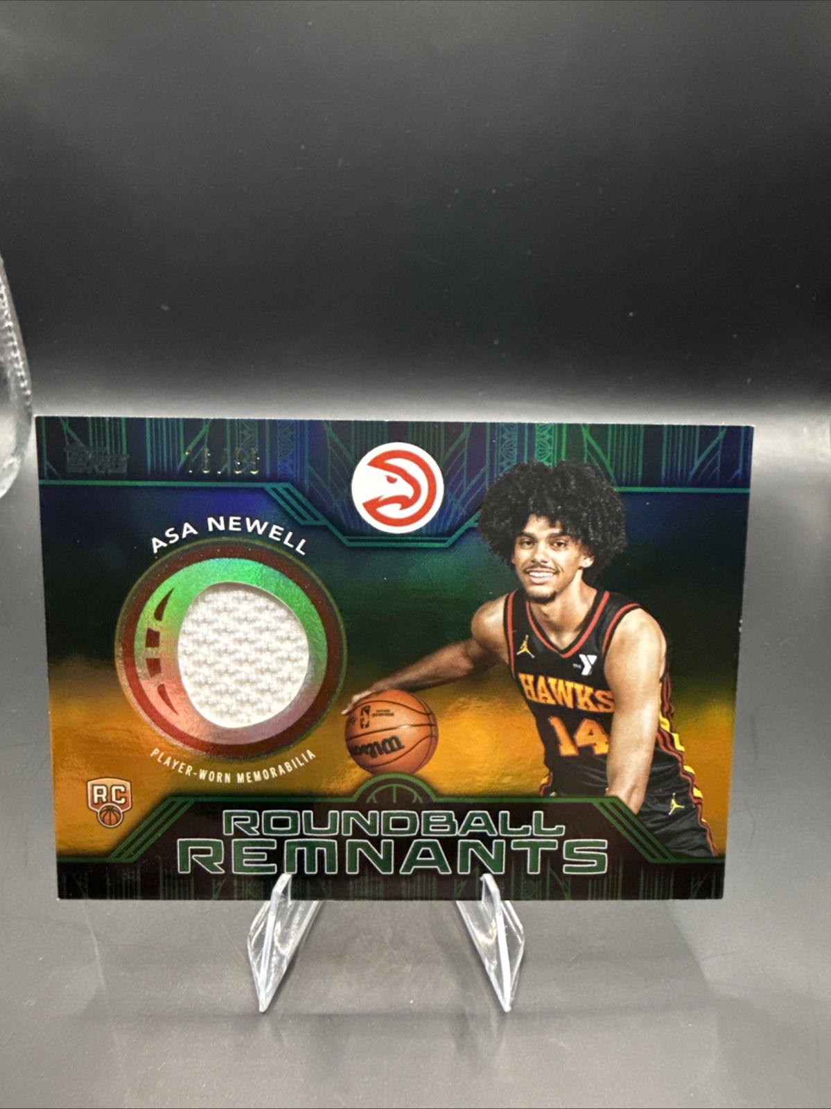 ASA NEWELL 2025-26 TOPPS BASKETBALL GREEN ROUNDBALL REMNANTS ROOKIE JERSEY 16/99
