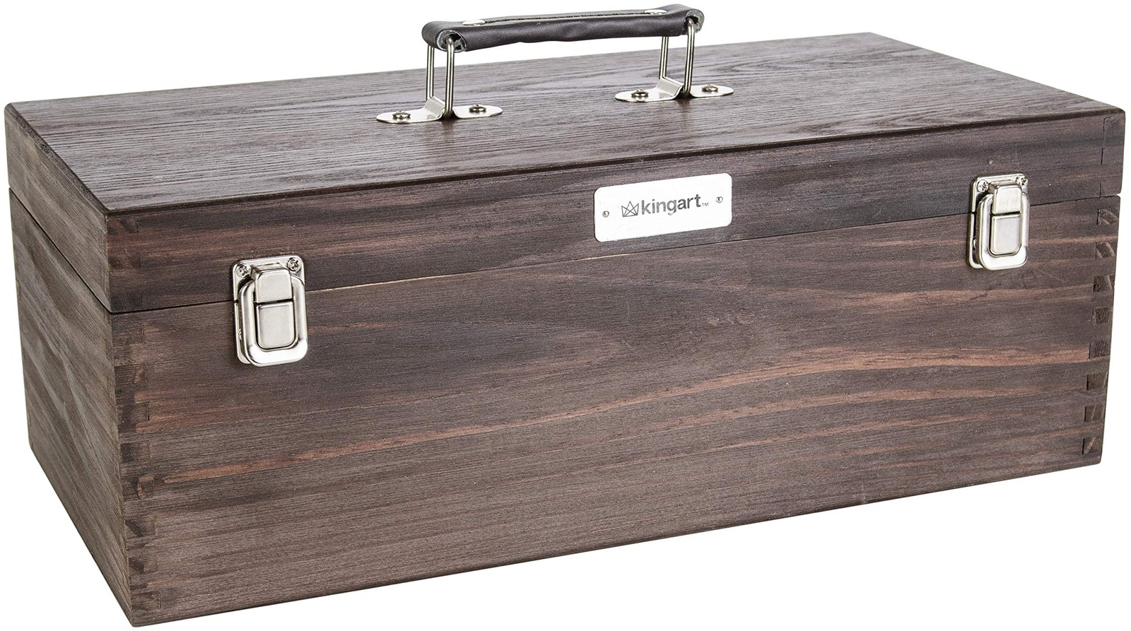 Wood Portable Storage Box Organizer with Drawer And Espresso Stain Holds Markers