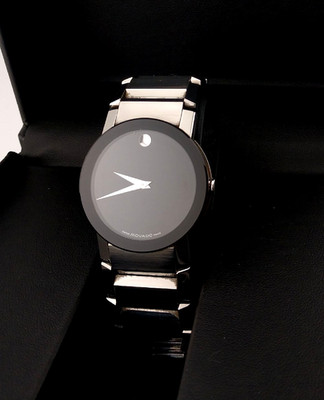 Movado Men's Sapphire MIrror Classic W/Blk Dial Watch Model #84.G1.1896 ~ Superb
